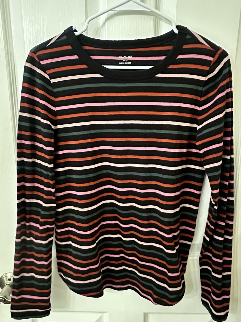 Madewell Long Sleeve Striped Crewneck Tee, size S